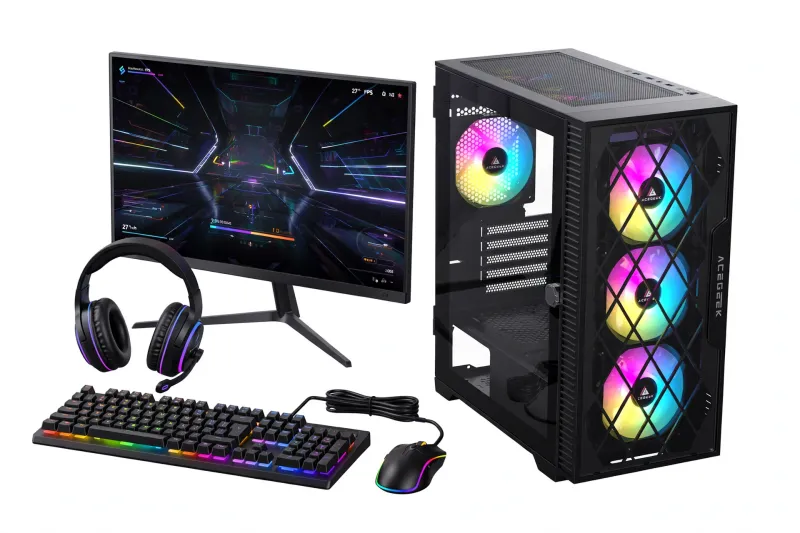 Acegeek Darkfate Gaming PC - Intel i5-12400F + RTX 5050 8GB | 16GB RAM 3600MHz | 1TB NVMe | 700W | RGB