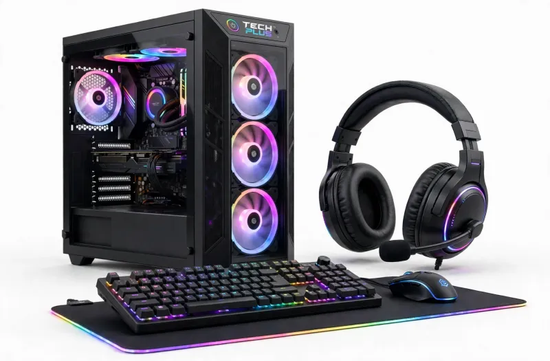Tech Plus Gaming PC - i7-12700K, RTX 4060 8GB, 32GB RAM, 1TB SSD - Black